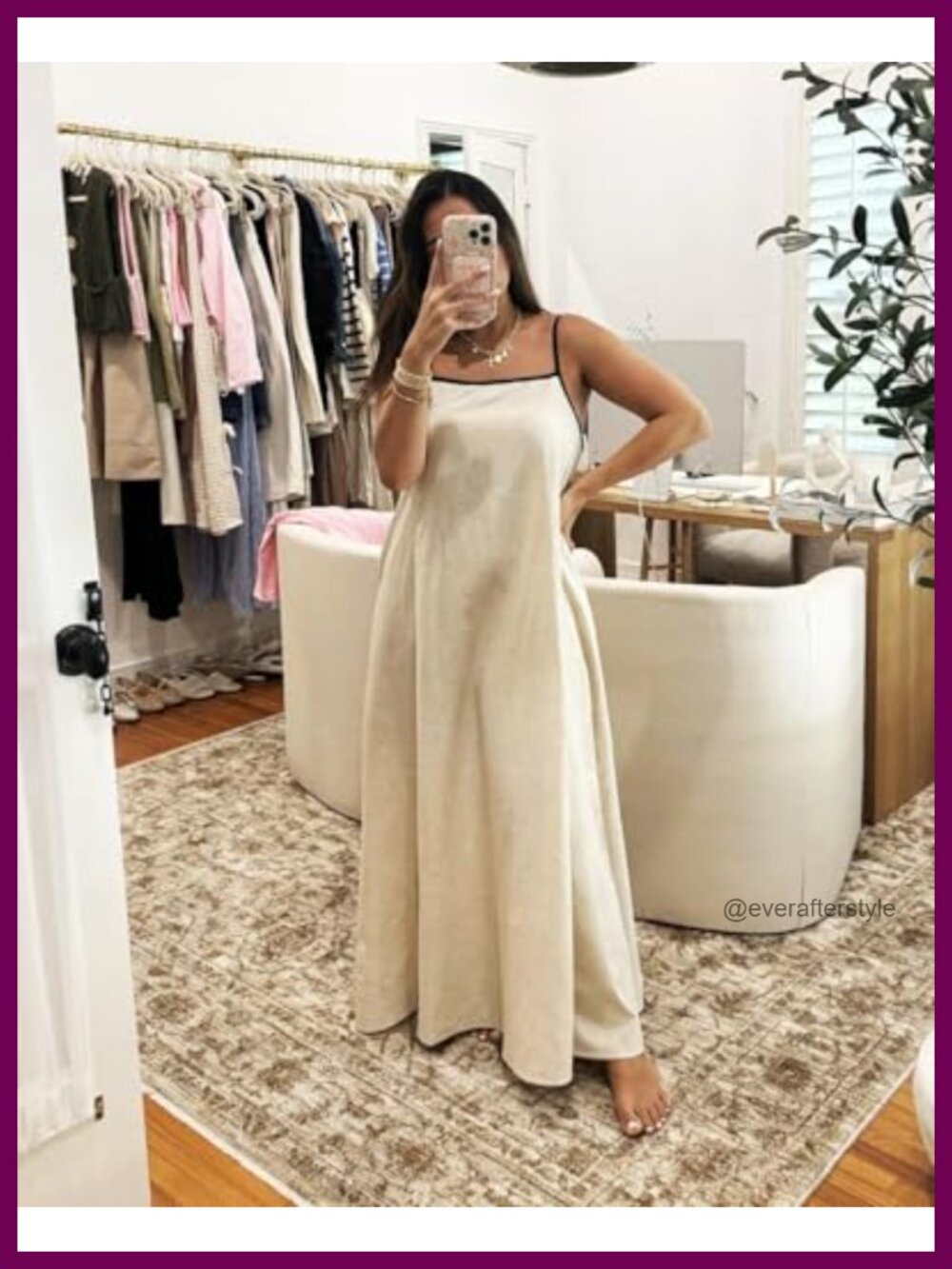 Linen Blend A-line Maxi Dress with Pockets - Picture 5 of 6